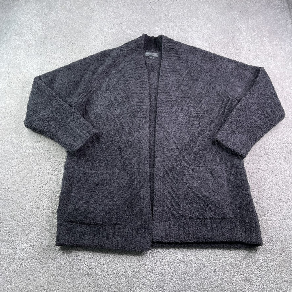 Barefoot Dreams Cardigan Women Large Gray‎ Cozy Chic Knit Open Front Sweater